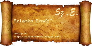 Szlanka Ernő névjegykártya